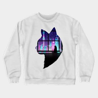 Cat looking at the city, Tranquility Crewneck Sweatshirt